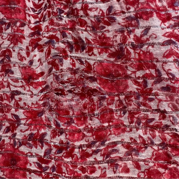 VTG Red Floral Long Sleeve Sheer Beach Coverup Jumpsuit - Picture 13 of 14